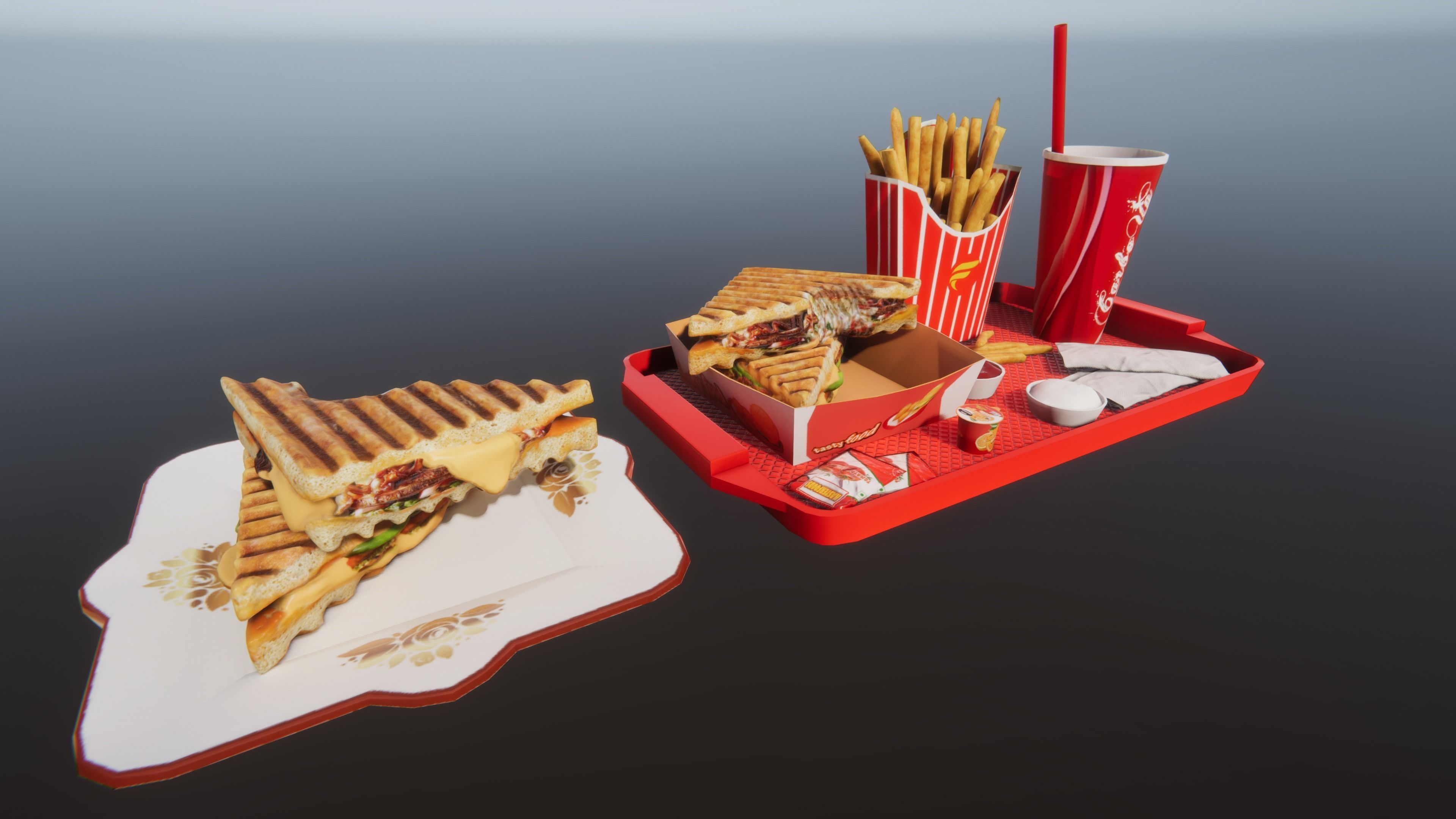Sandwich Combo Pack Low-poly 3D model_17