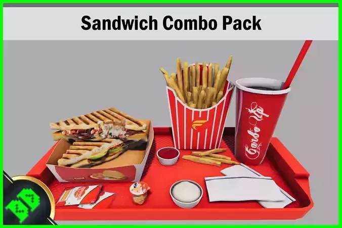 Sandwich Combo Pack Low-poly 3D model