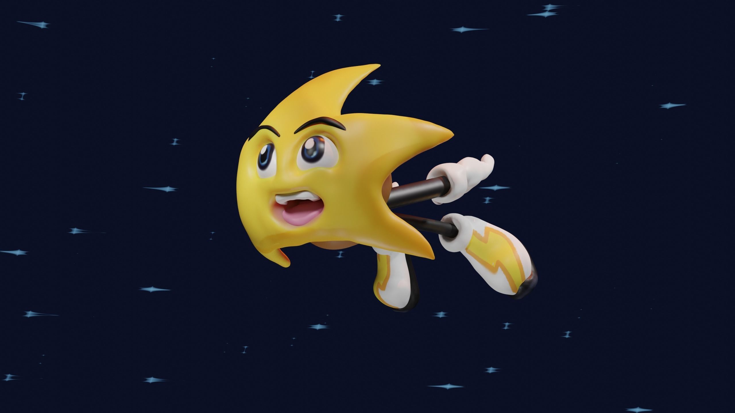 Ristar star flying in sky Free 3D print model_4
