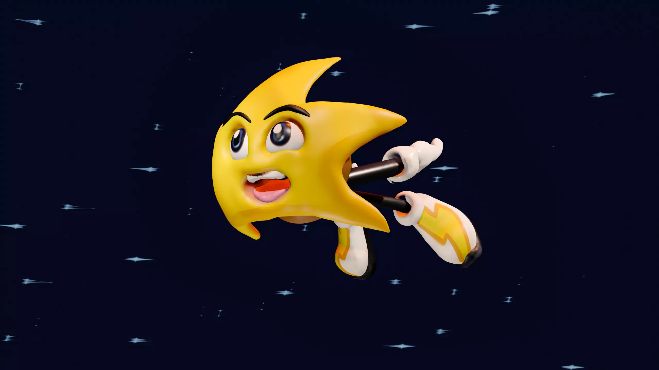 Ristar star flying in sky Free 3D print model_0