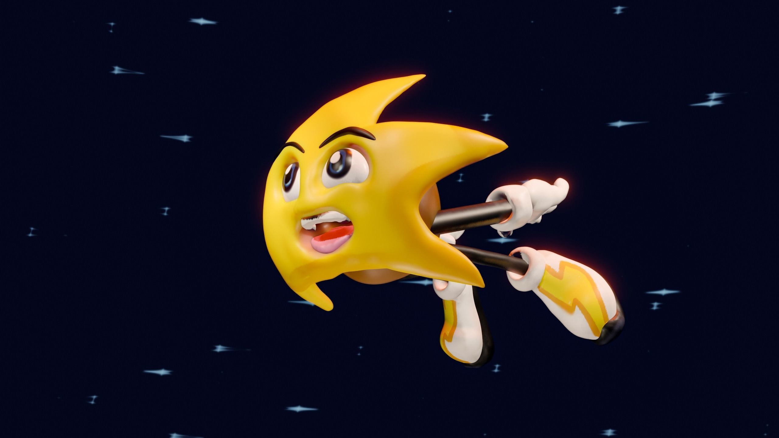Ristar star flying in sky Free 3D print model_2