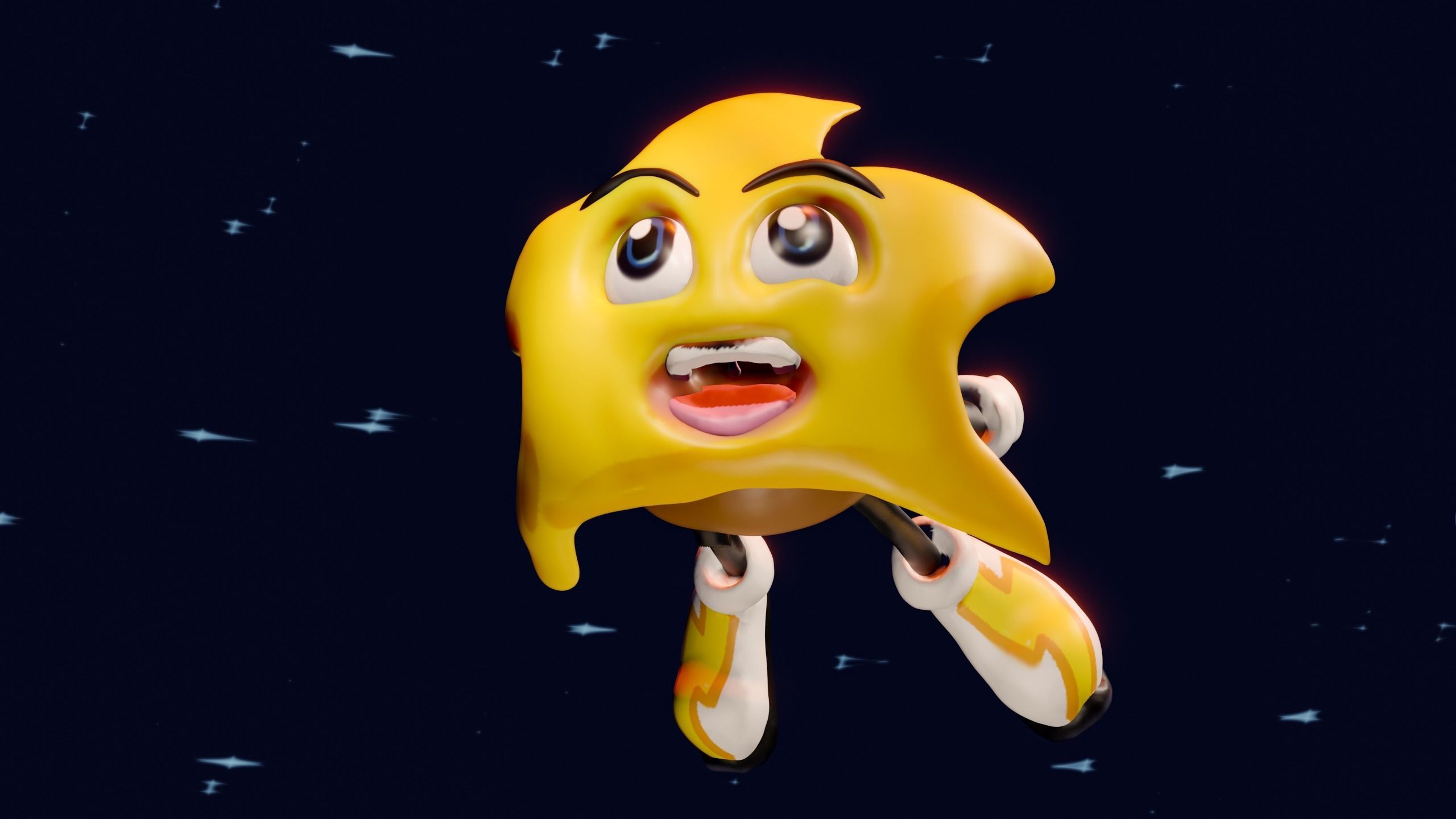 Ristar star flying in sky Free 3D print model_3