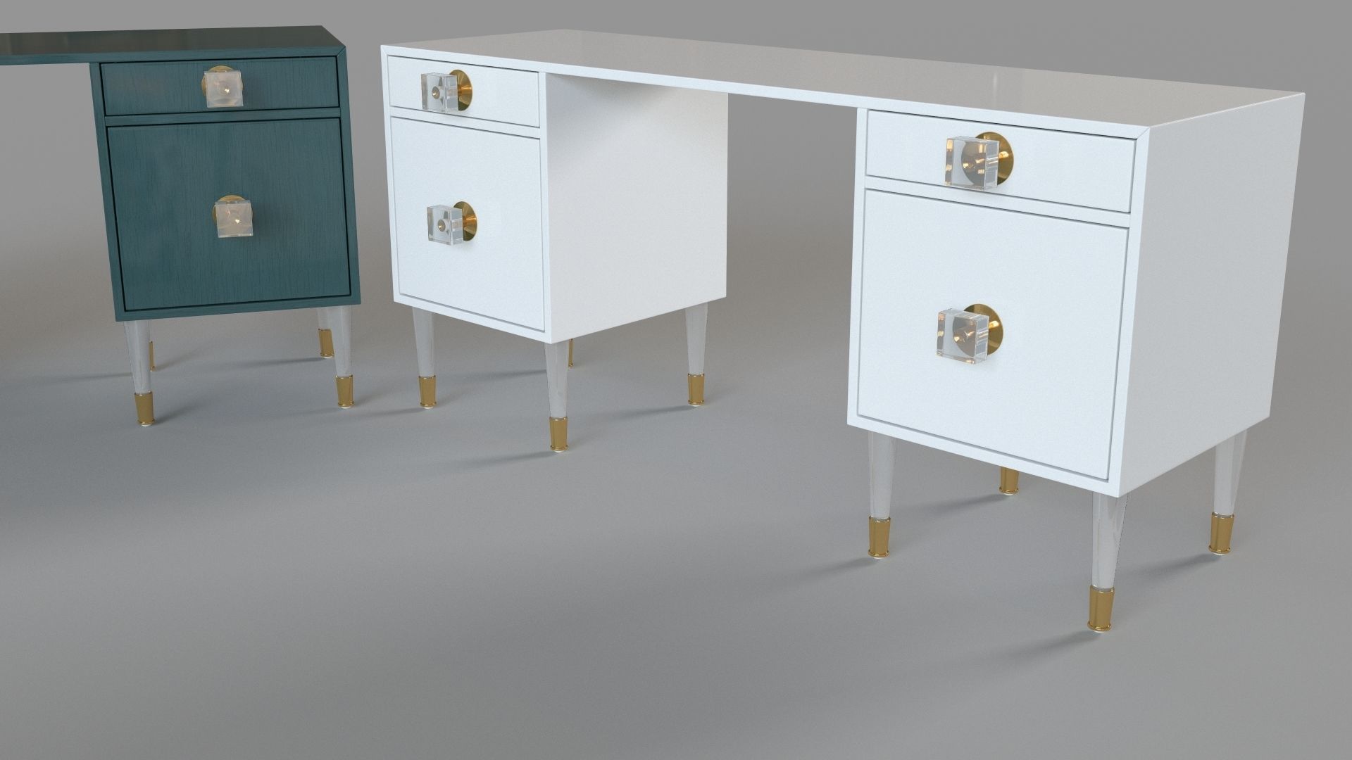 Lacquered Regency Desk Set Of 3 3D model_2