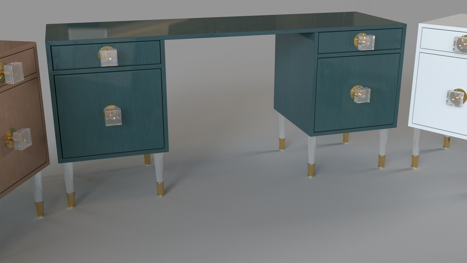 Lacquered Regency Desk Set Of 3 3D model_4