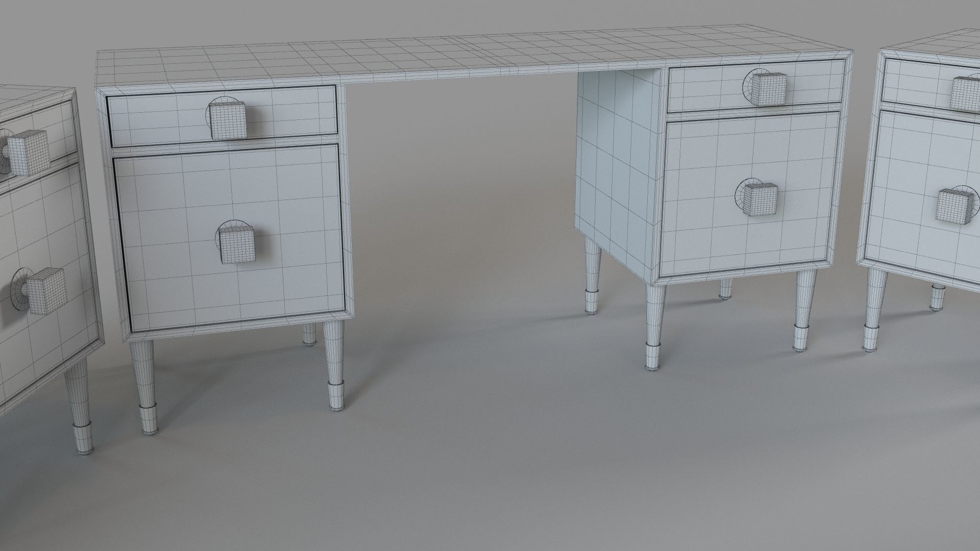 Lacquered Regency Desk Set Of 3 3D model_5