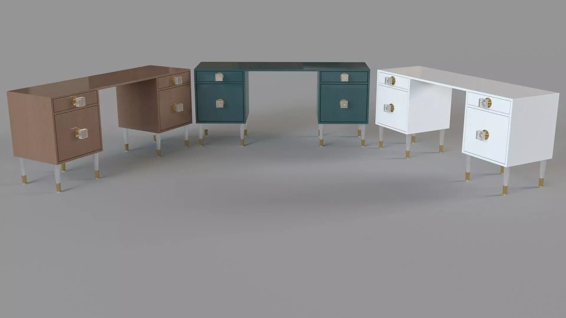 Lacquered Regency Desk Set Of 3 3D model_0