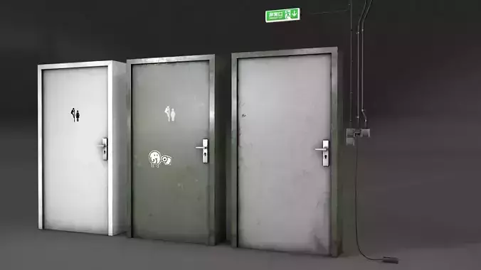 Door Switch and Exit-Sign Low-poly 3D model