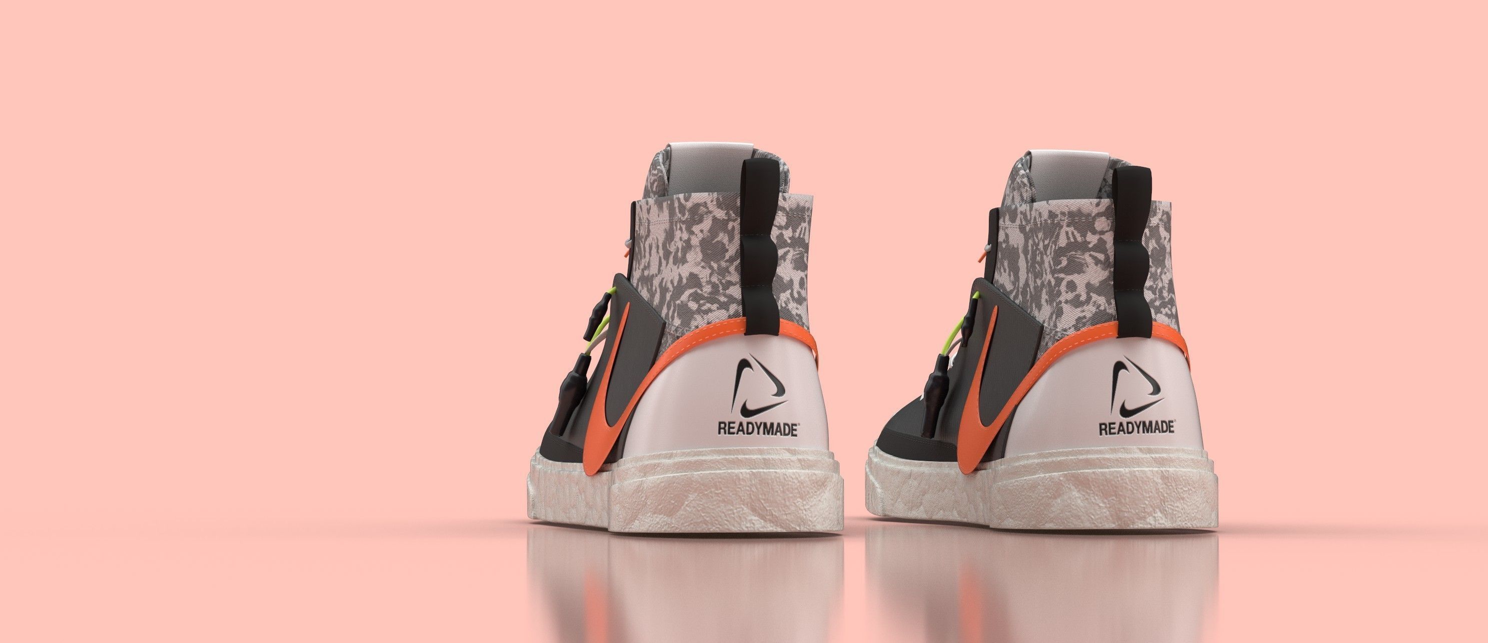 Readymade x Nike Blazer Mid Black - Sneaker 3D model_3