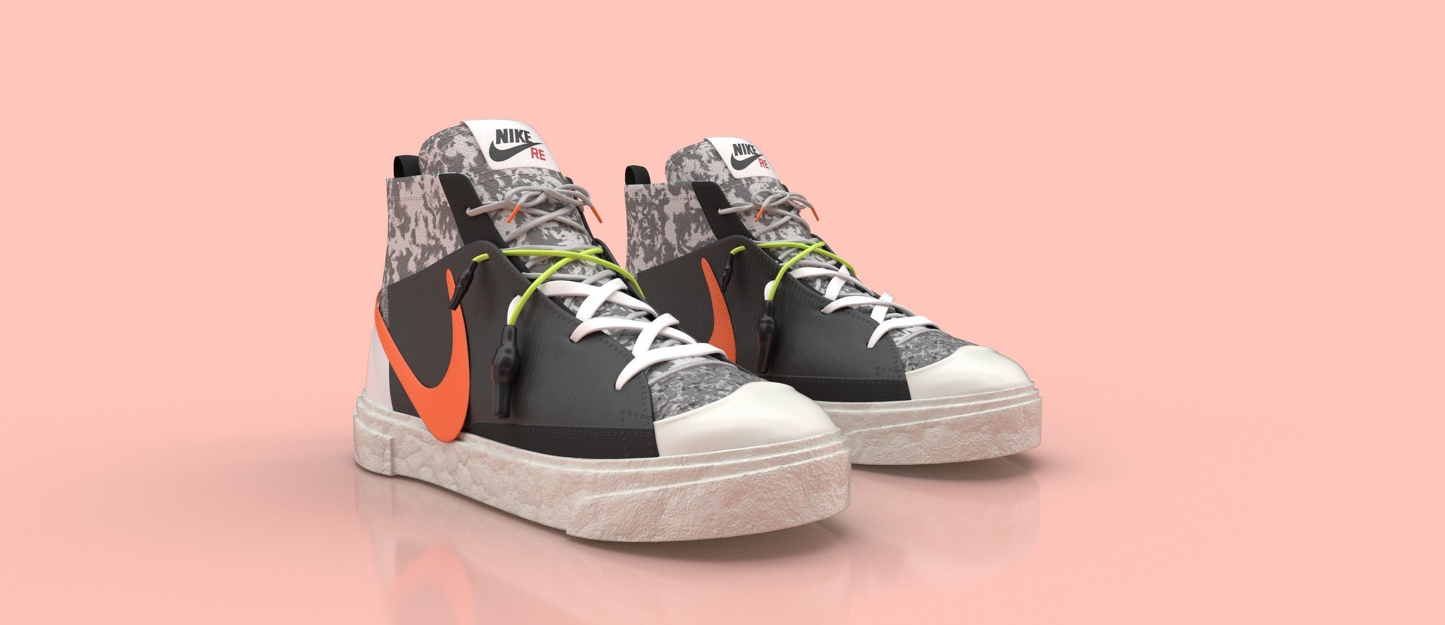 Readymade x Nike Blazer Mid Black - Sneaker 3D model_2