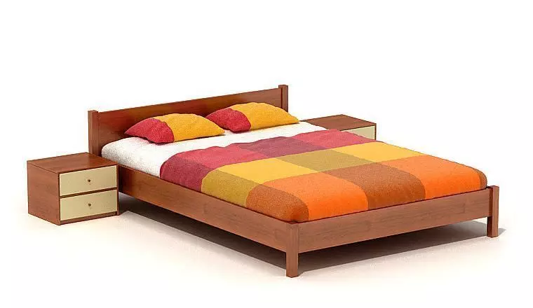 Modern Wooden Low Bed 3D model