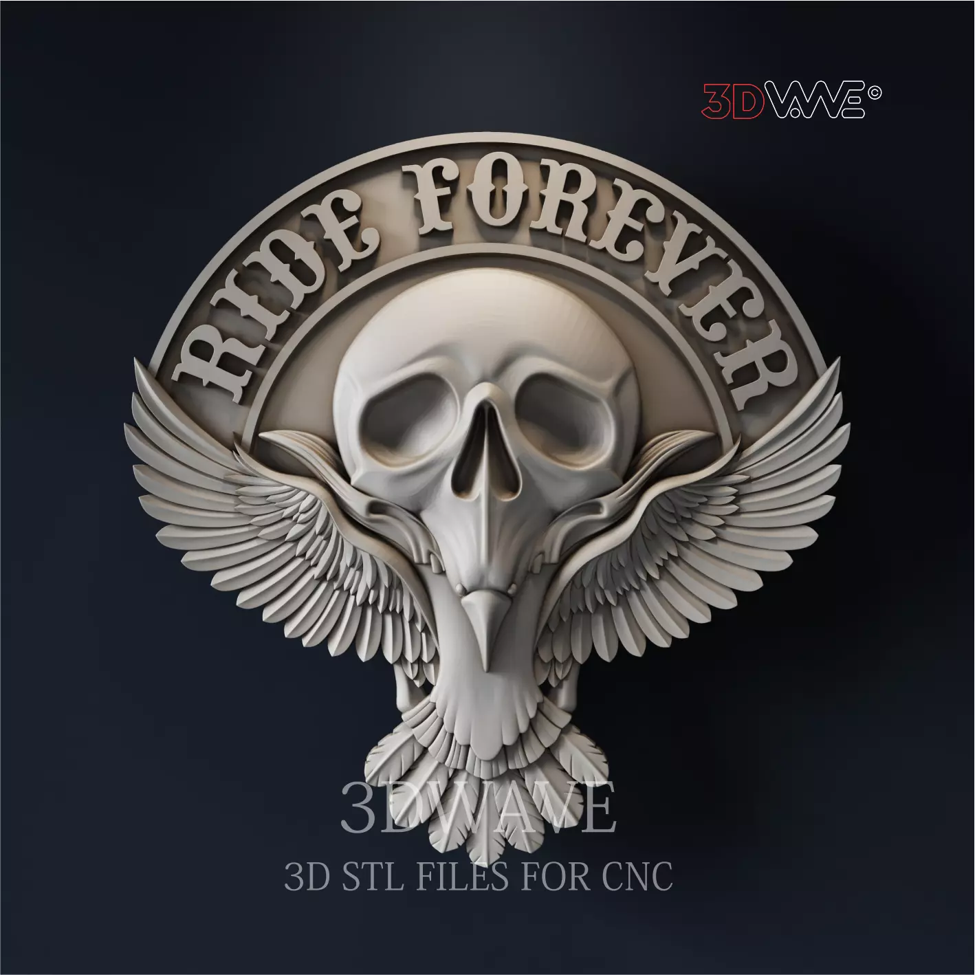 BIKER RAVEN SKULL  3D model_0