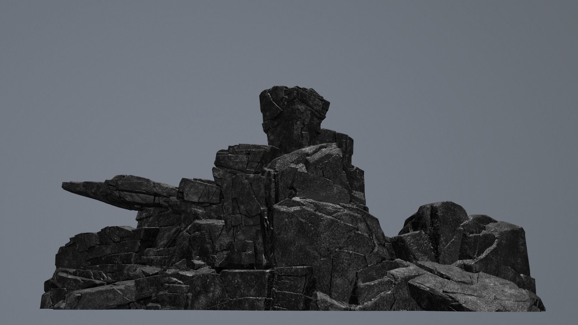Rock Set piece of lava Low-poly 3D model_1