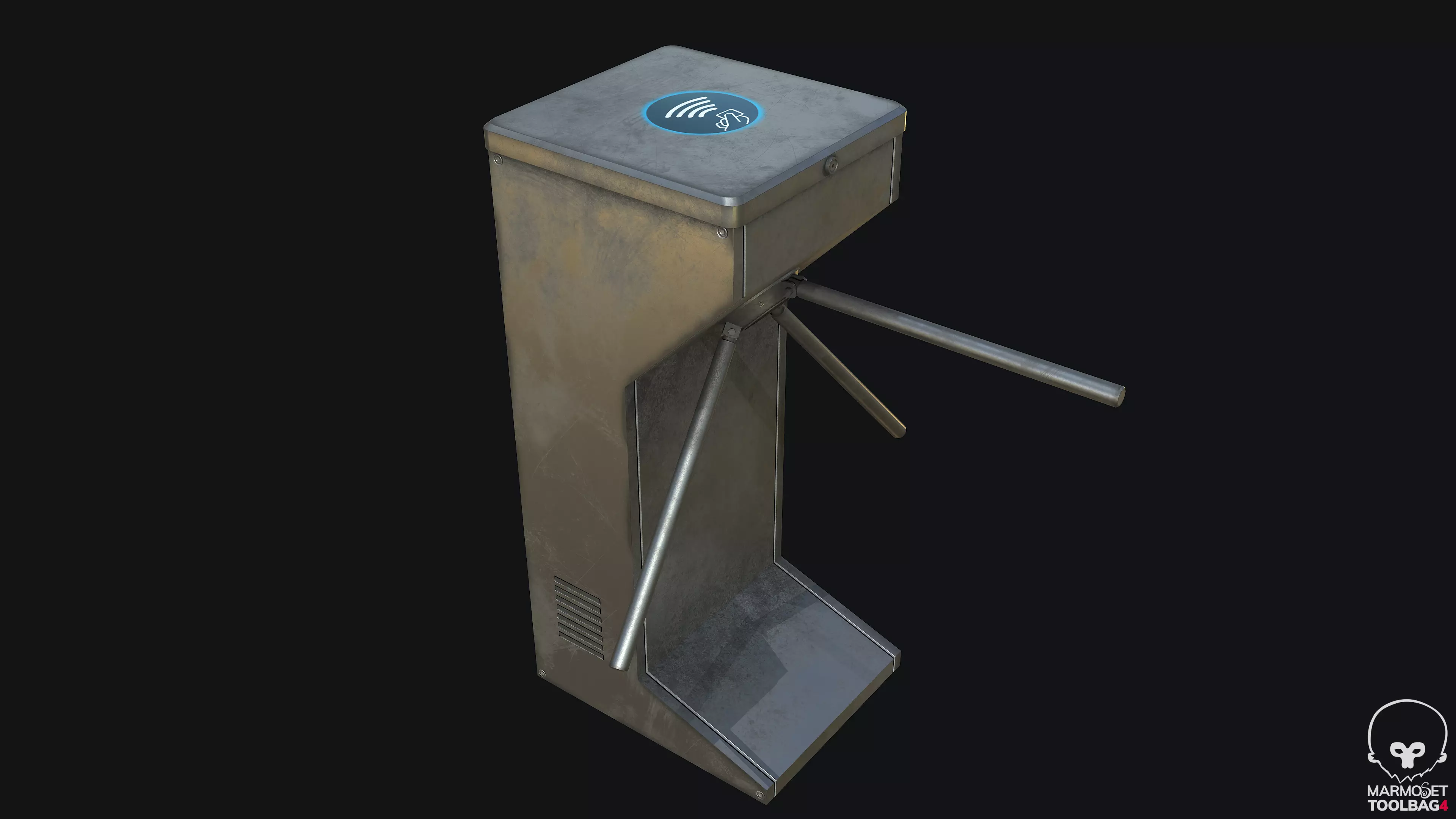 Tripod Turnstile Security Gate PBR Low-poly 3D model_0