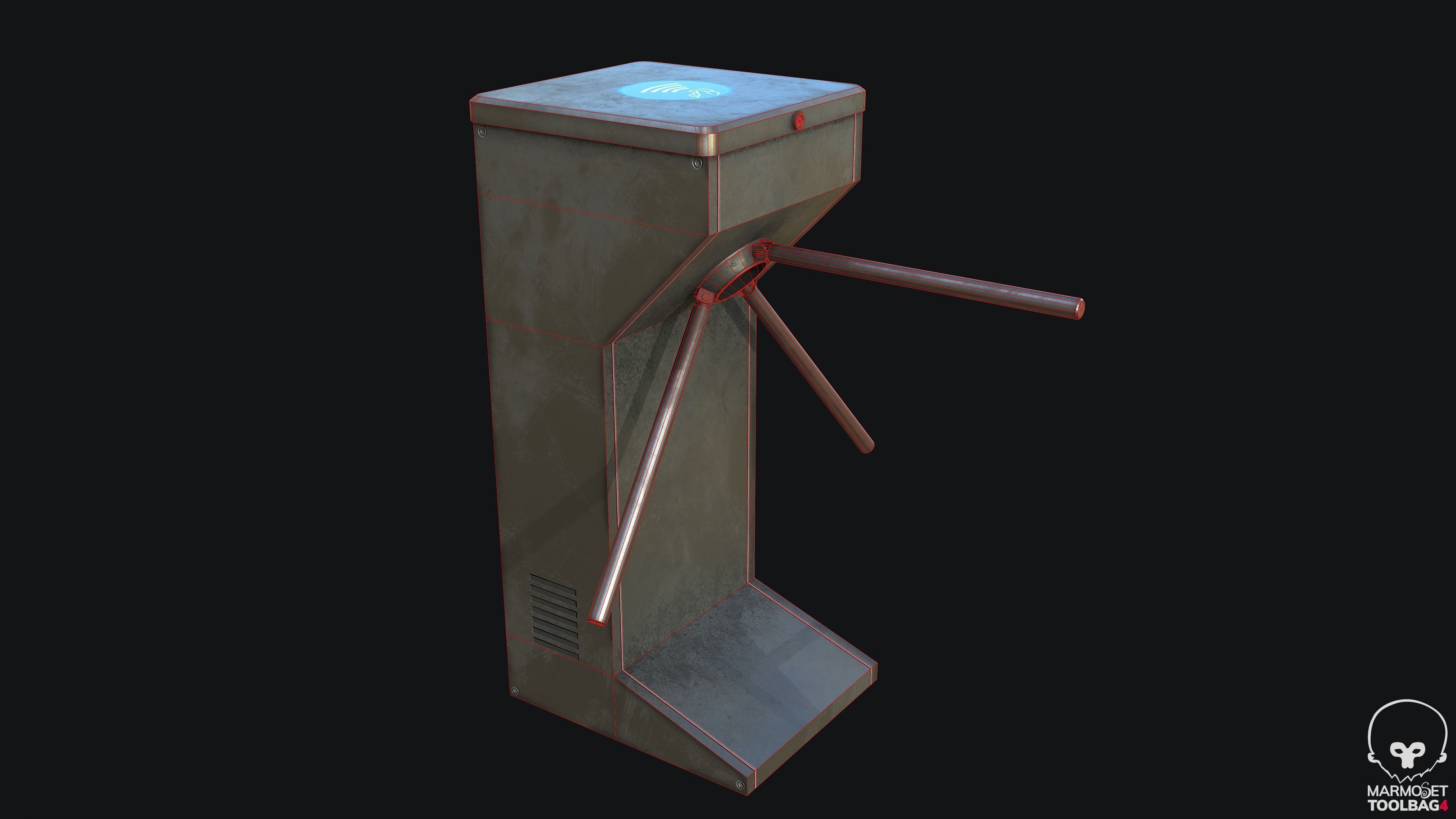 Tripod Turnstile Security Gate PBR Low-poly 3D model_2