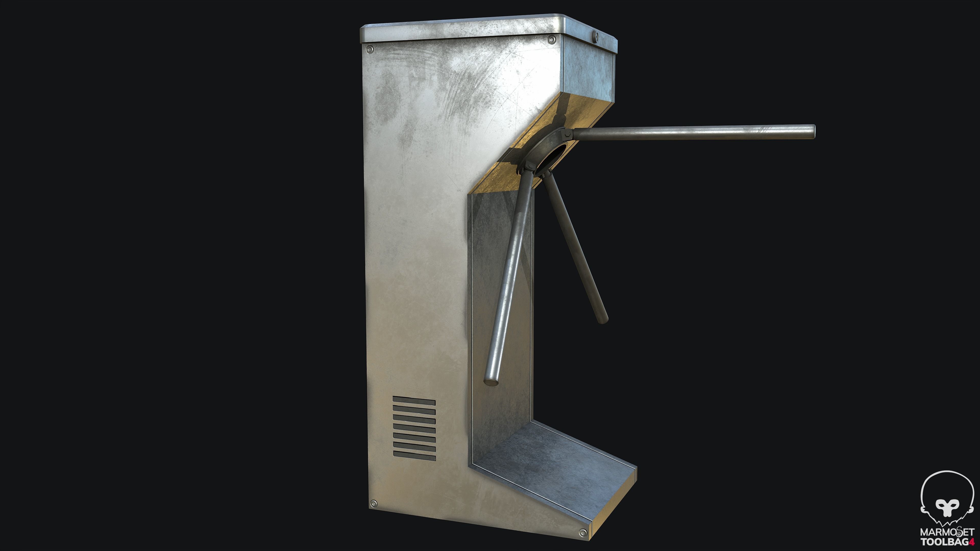 Tripod Turnstile Security Gate PBR Low-poly 3D model_3