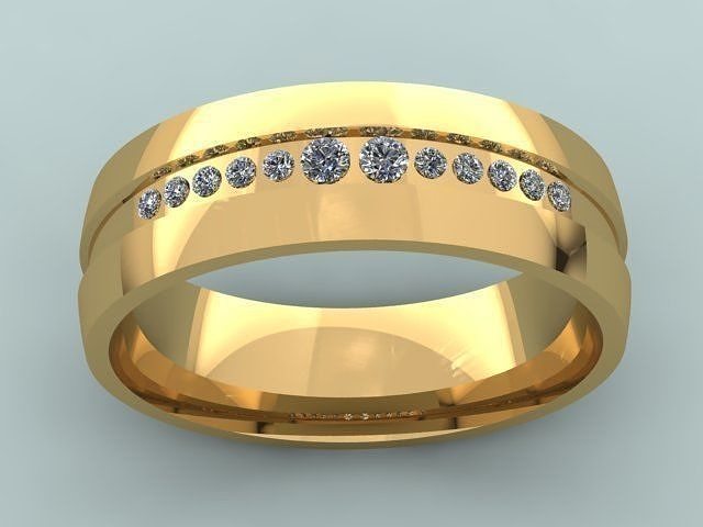 Unisex Diamond Wedding Band Ring 3D print model