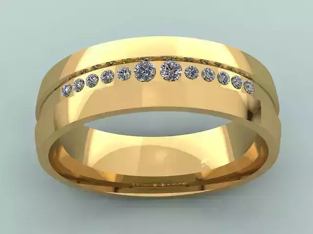 Unisex Diamond Wedding Band Ring 3D print model