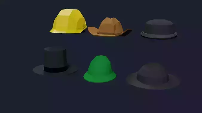 Lowpoly Hat Set three hats