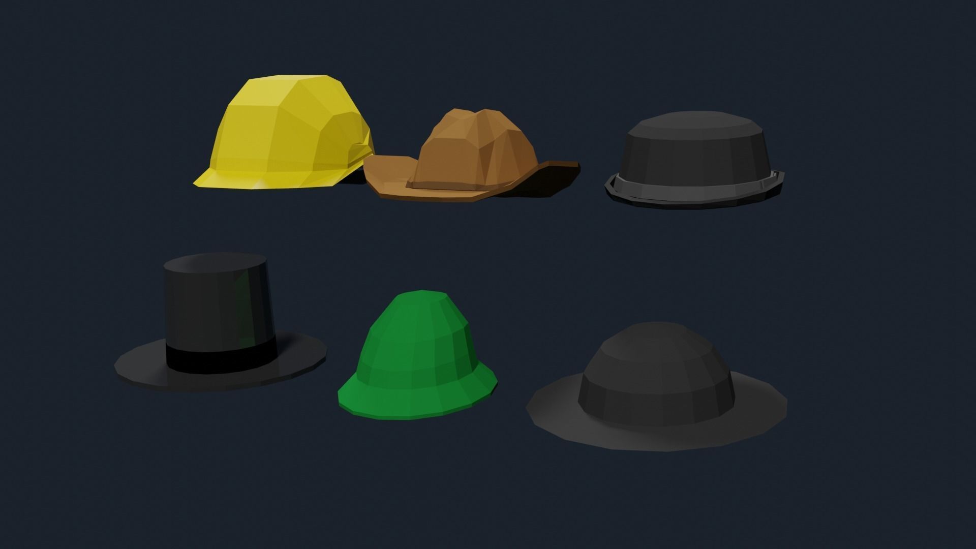 3D model Lowpoly Hat Set three hats VR / AR / low-poly | CGTrader