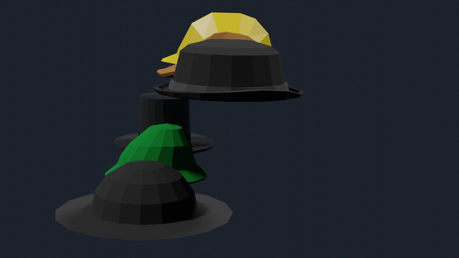 3D model Lowpoly Hat Set three hats VR / AR / low-poly | CGTrader