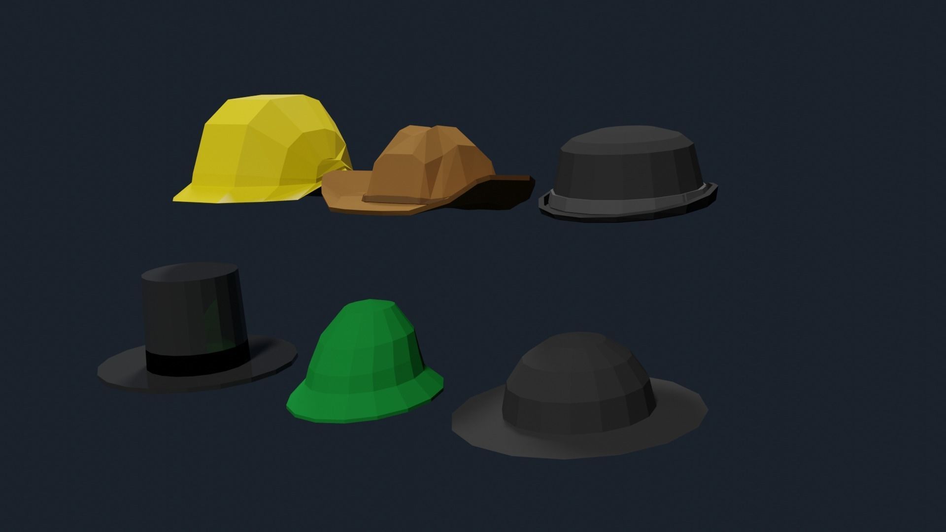3D model Lowpoly Hat Set three hats VR / AR / low-poly | CGTrader
