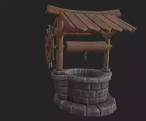 Well 1 wooden water with stone wall