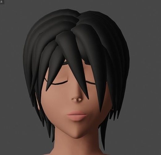 AnimeFemaleCharacter haired girl with eyes closed Low-poly 3D model