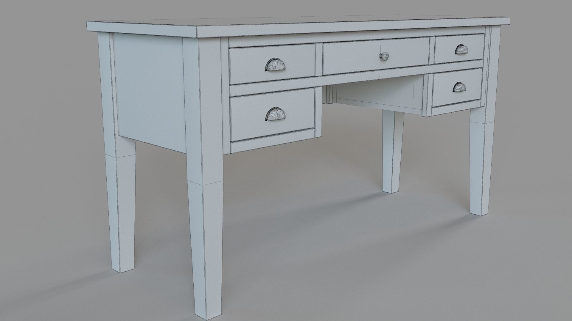 Artisans Craft Dakota Oak 5 Drawer Desk 3D model_5