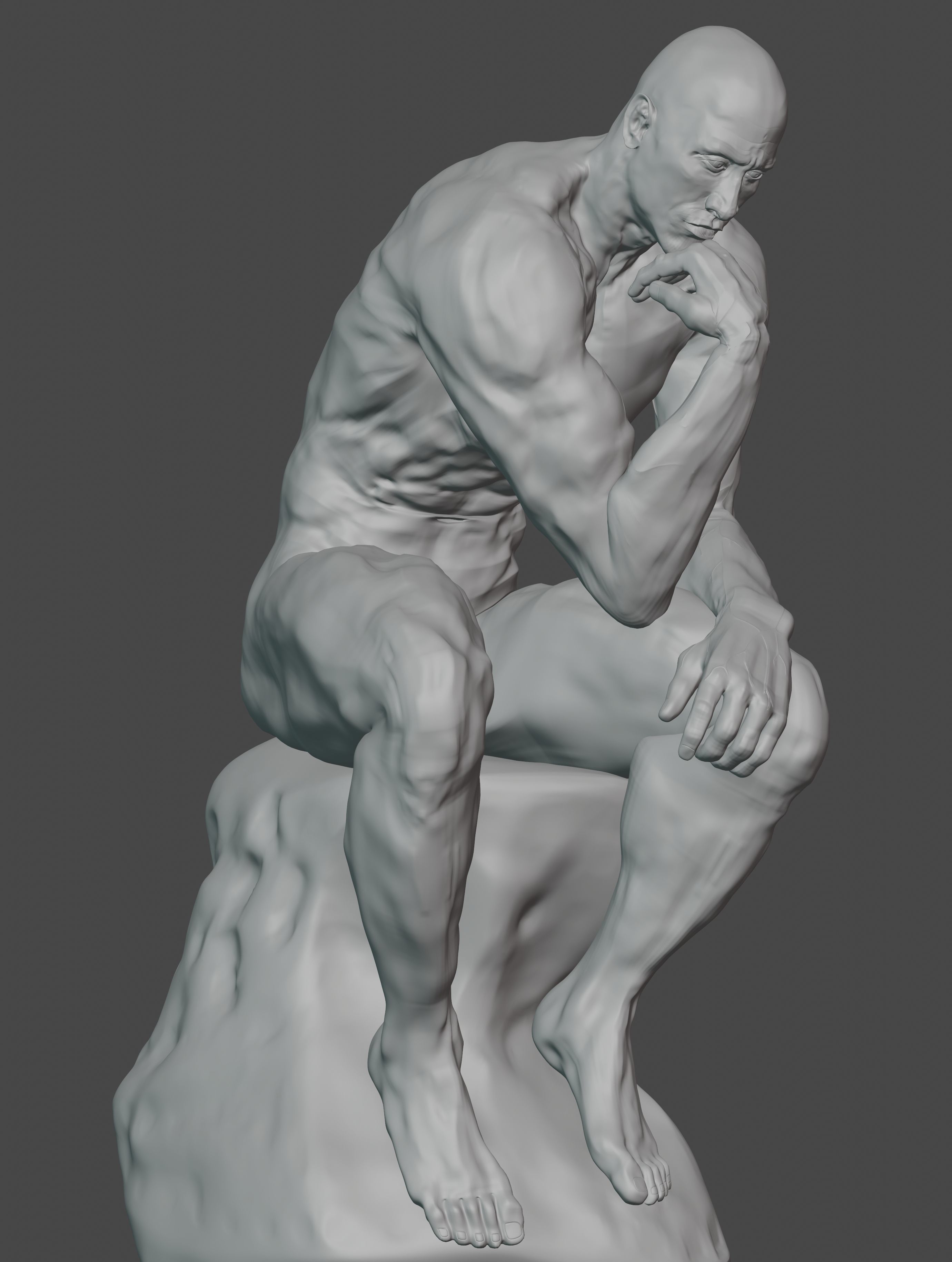  statue of the thinker was sculpted from Dwayne Johnson 3D print model_26
