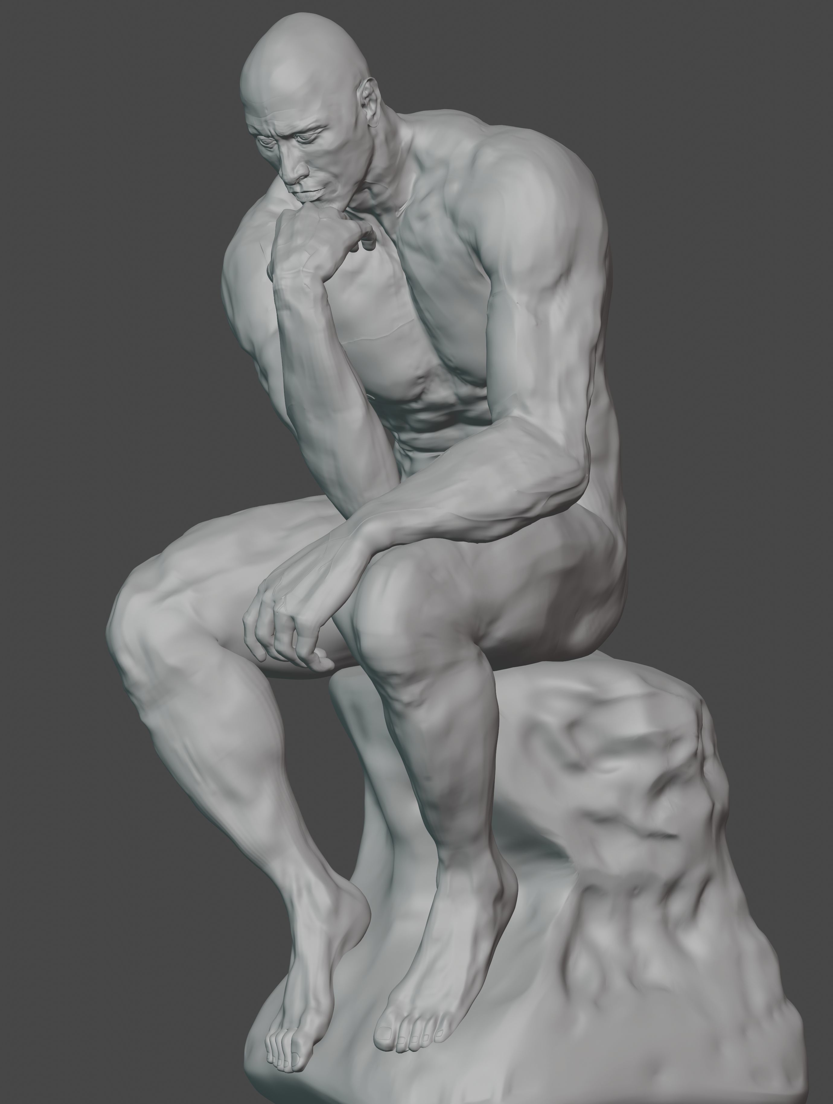  statue of the thinker was sculpted from Dwayne Johnson 3D print model_30