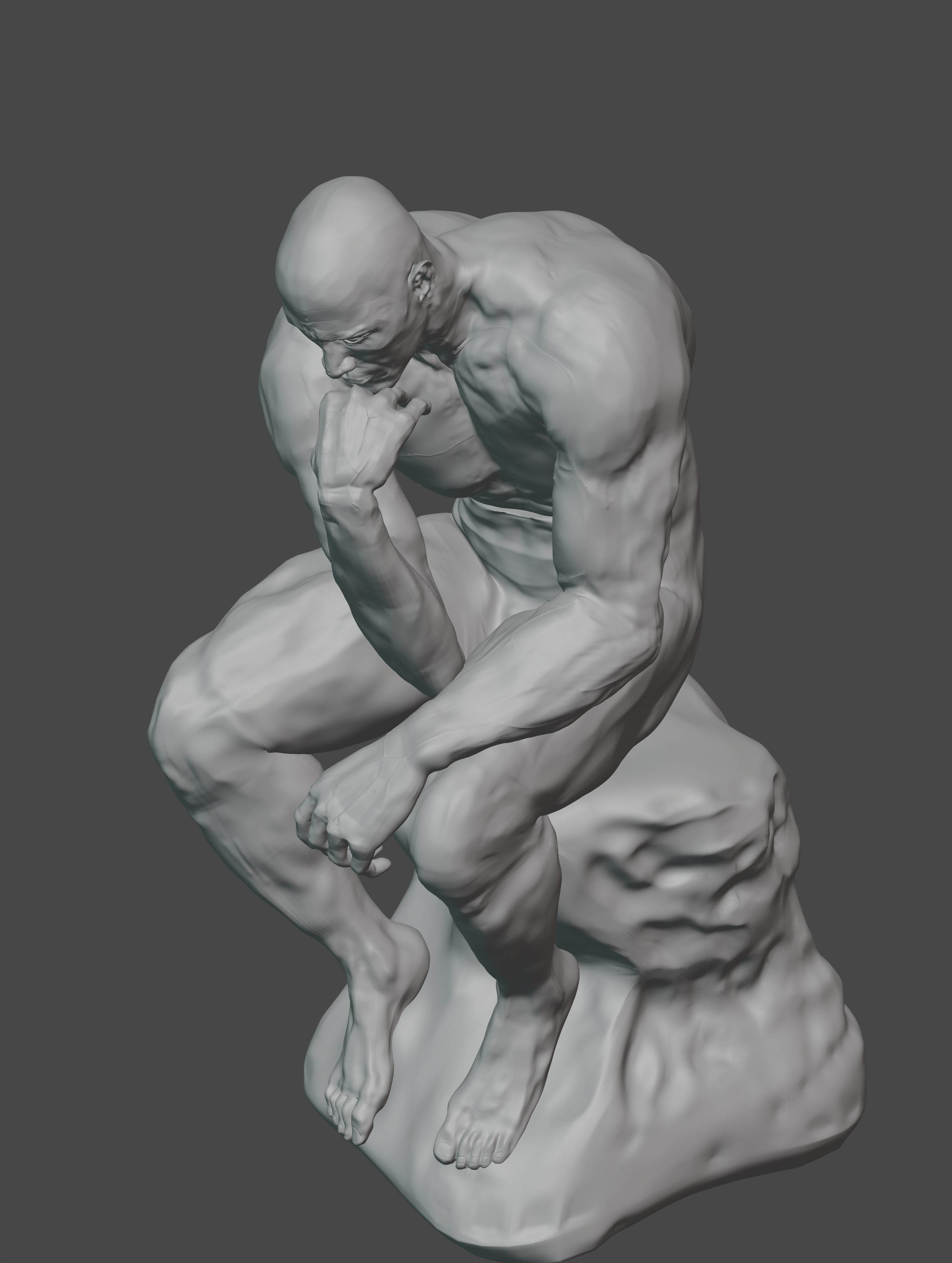  statue of the thinker was sculpted from Dwayne Johnson 3D print model_25