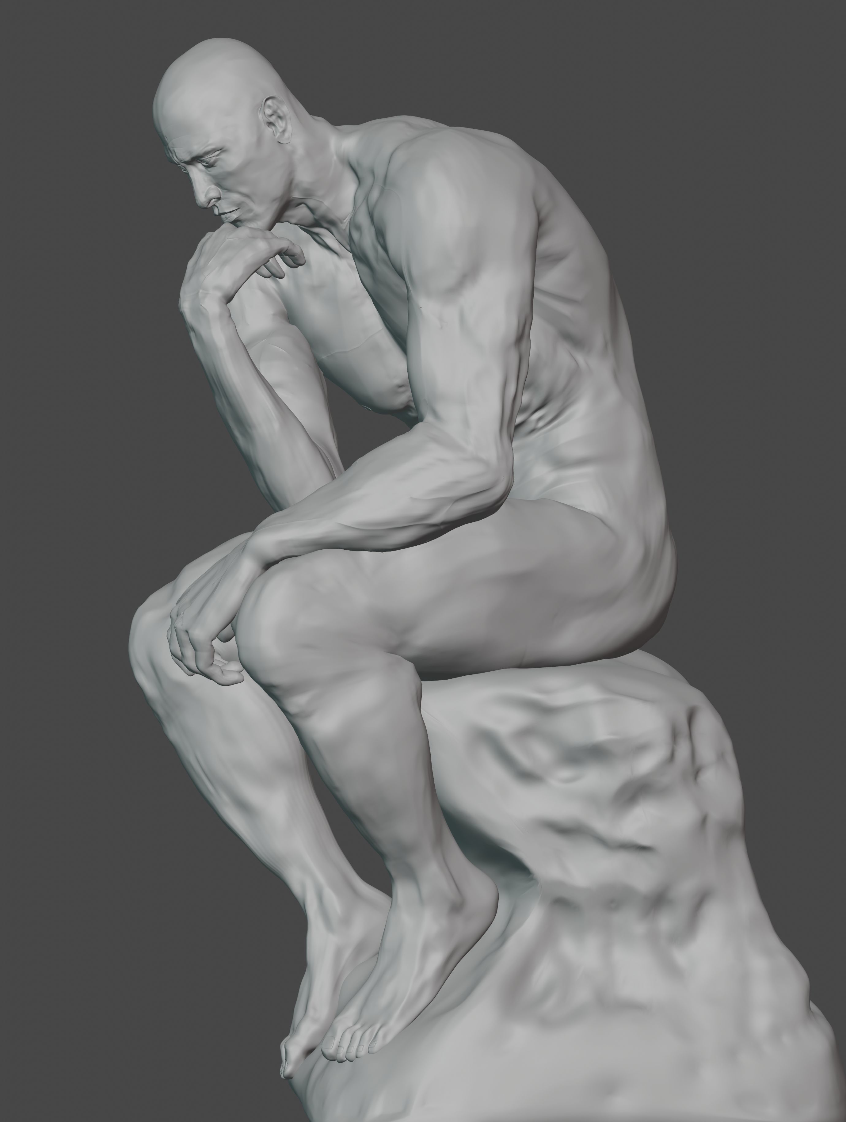  statue of the thinker was sculpted from Dwayne Johnson 3D print model_29