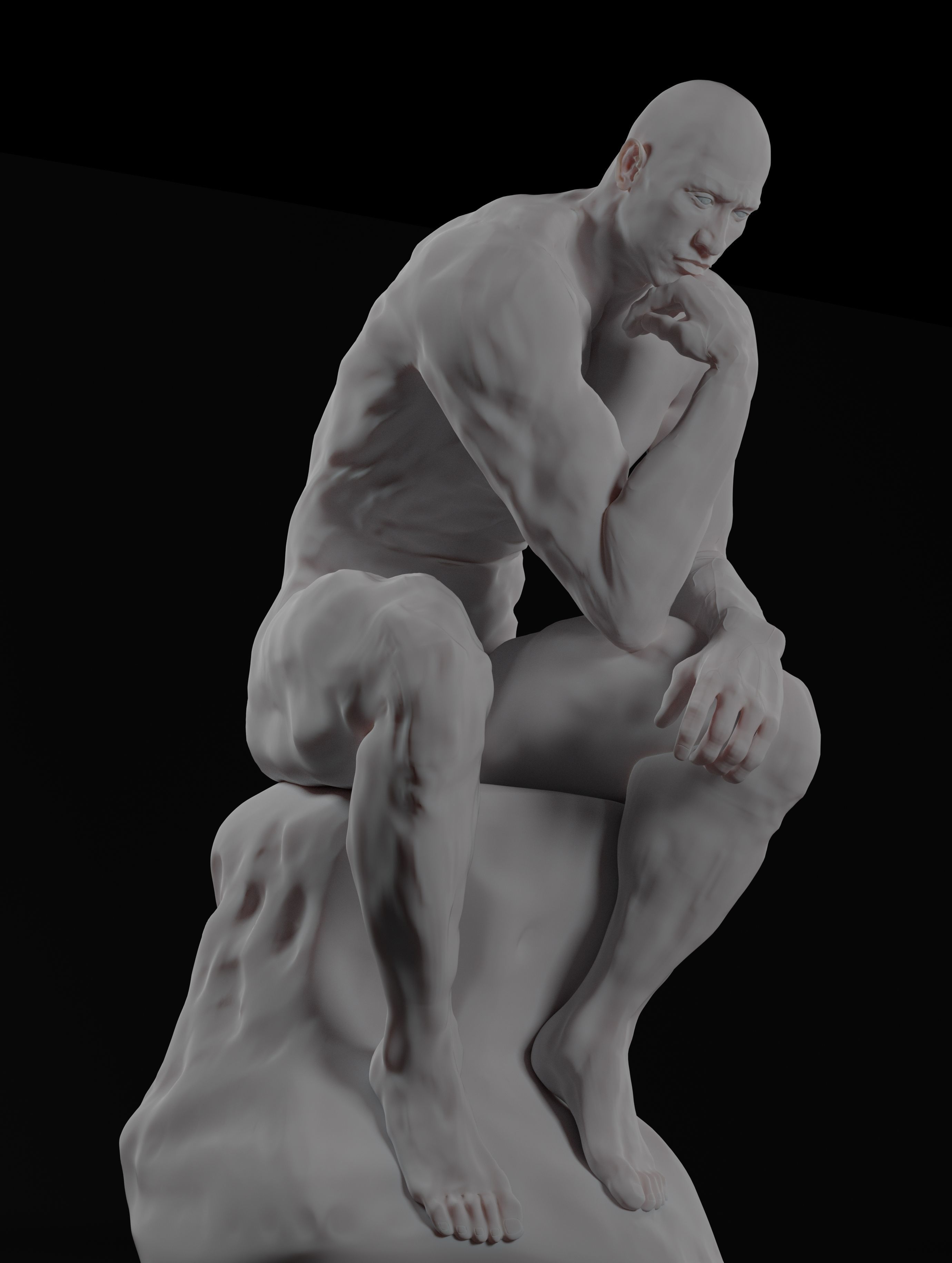  statue of the thinker was sculpted from Dwayne Johnson 3D print model_0
