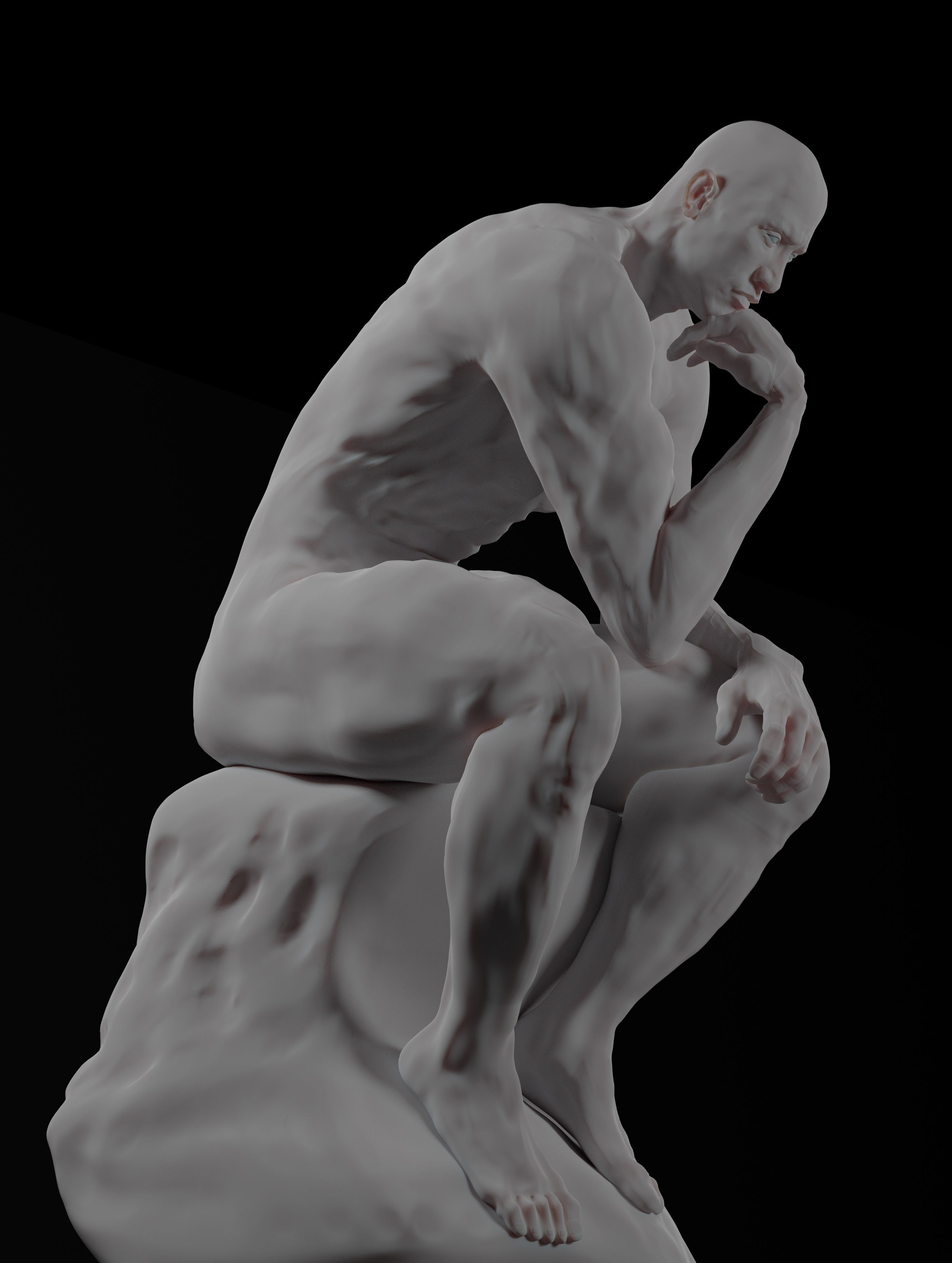  statue of the thinker was sculpted from Dwayne Johnson 3D print model_2