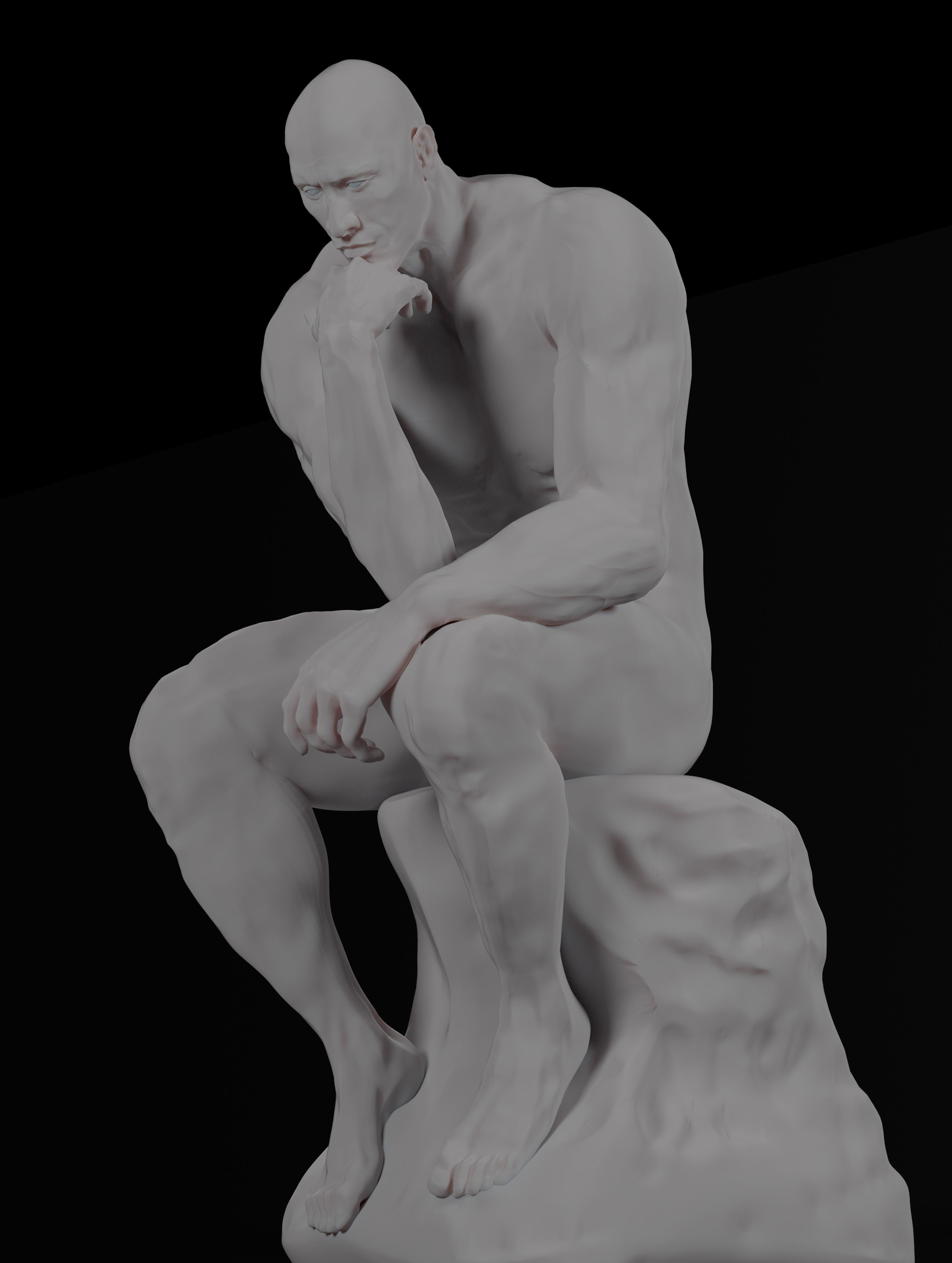  statue of the thinker was sculpted from Dwayne Johnson 3D print model_24