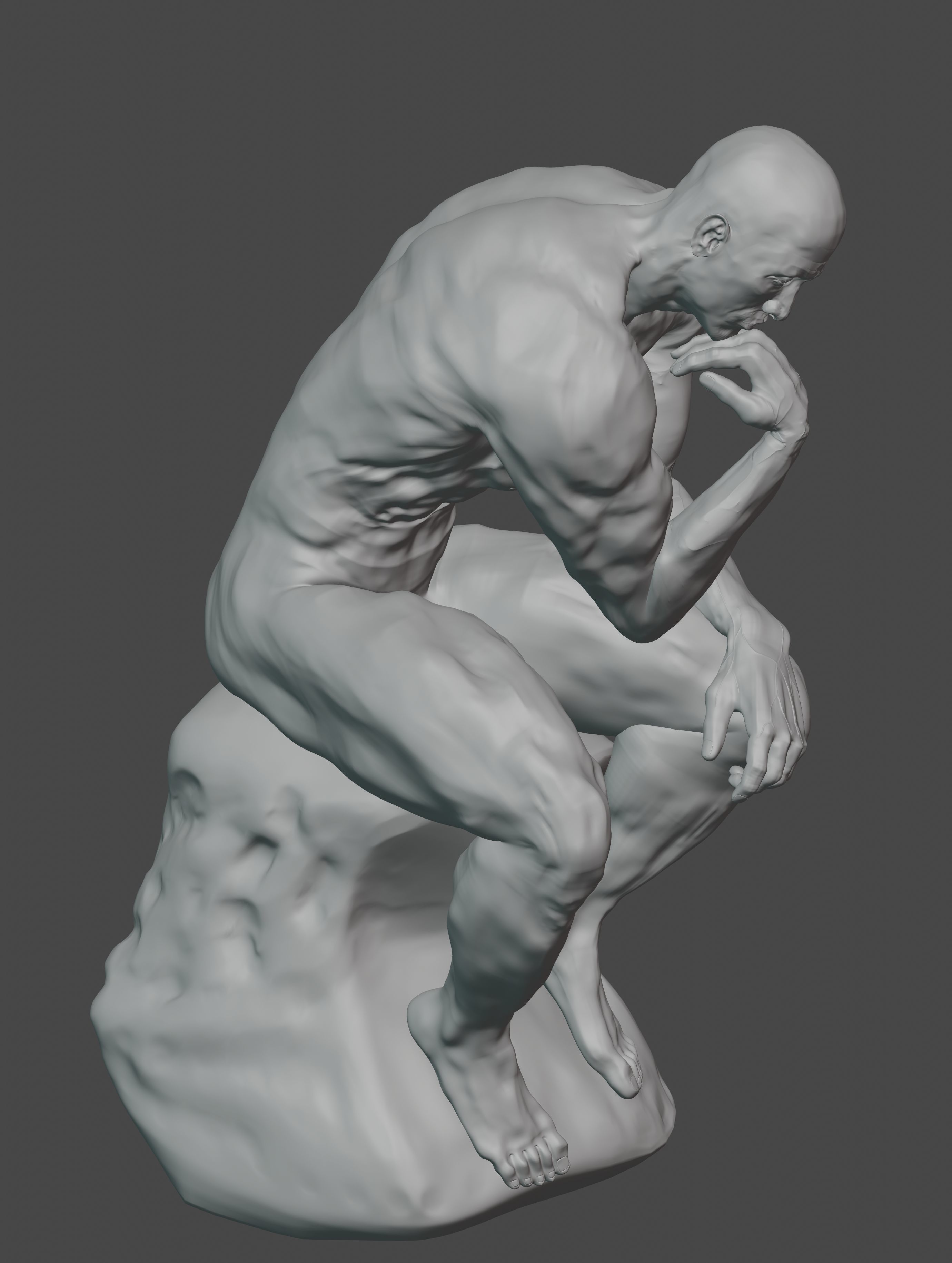  statue of the thinker was sculpted from Dwayne Johnson 3D print model_3