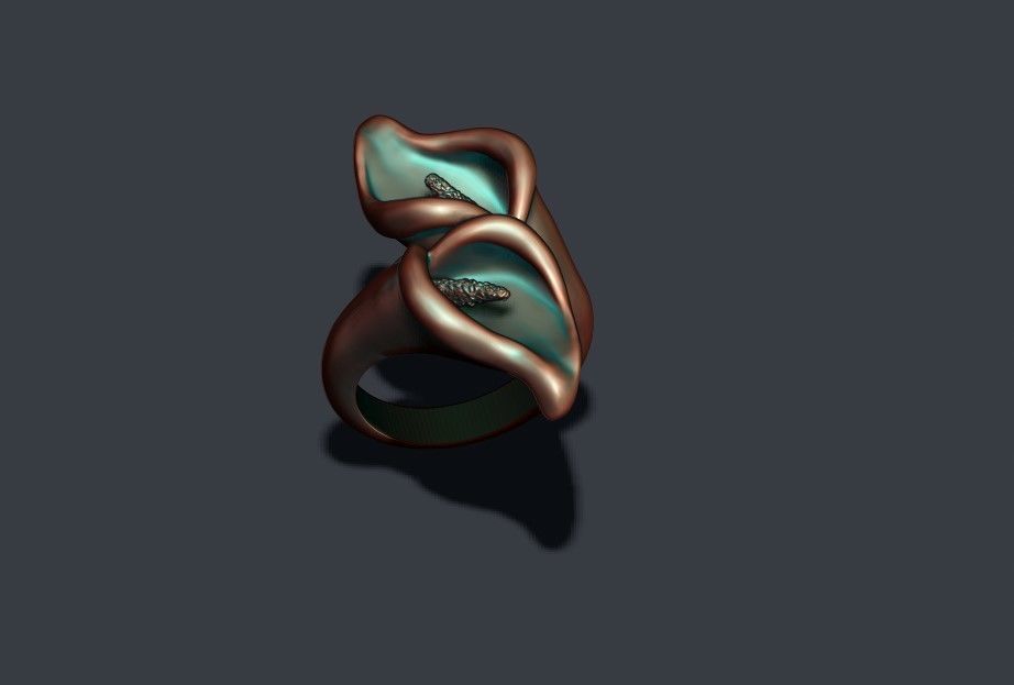 Calla Lily ring 3D print model_5