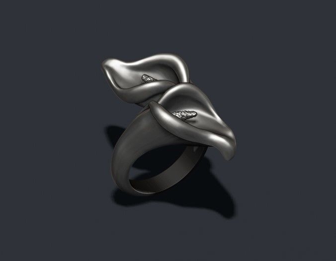 Calla Lily ring 3D print model_1
