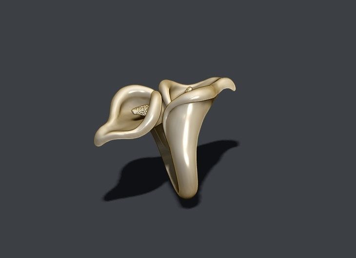 Calla Lily ring 3D print model_2