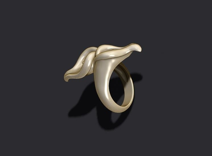 Calla Lily ring 3D print model_7