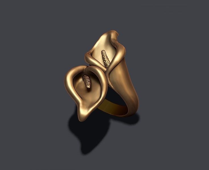 Calla Lily ring 3D print model_3