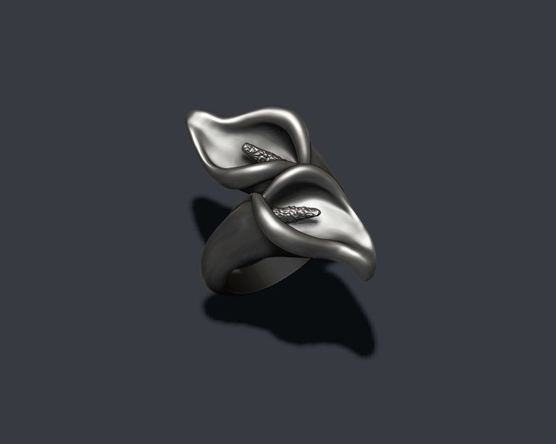Calla Lily ring 3D print model_6