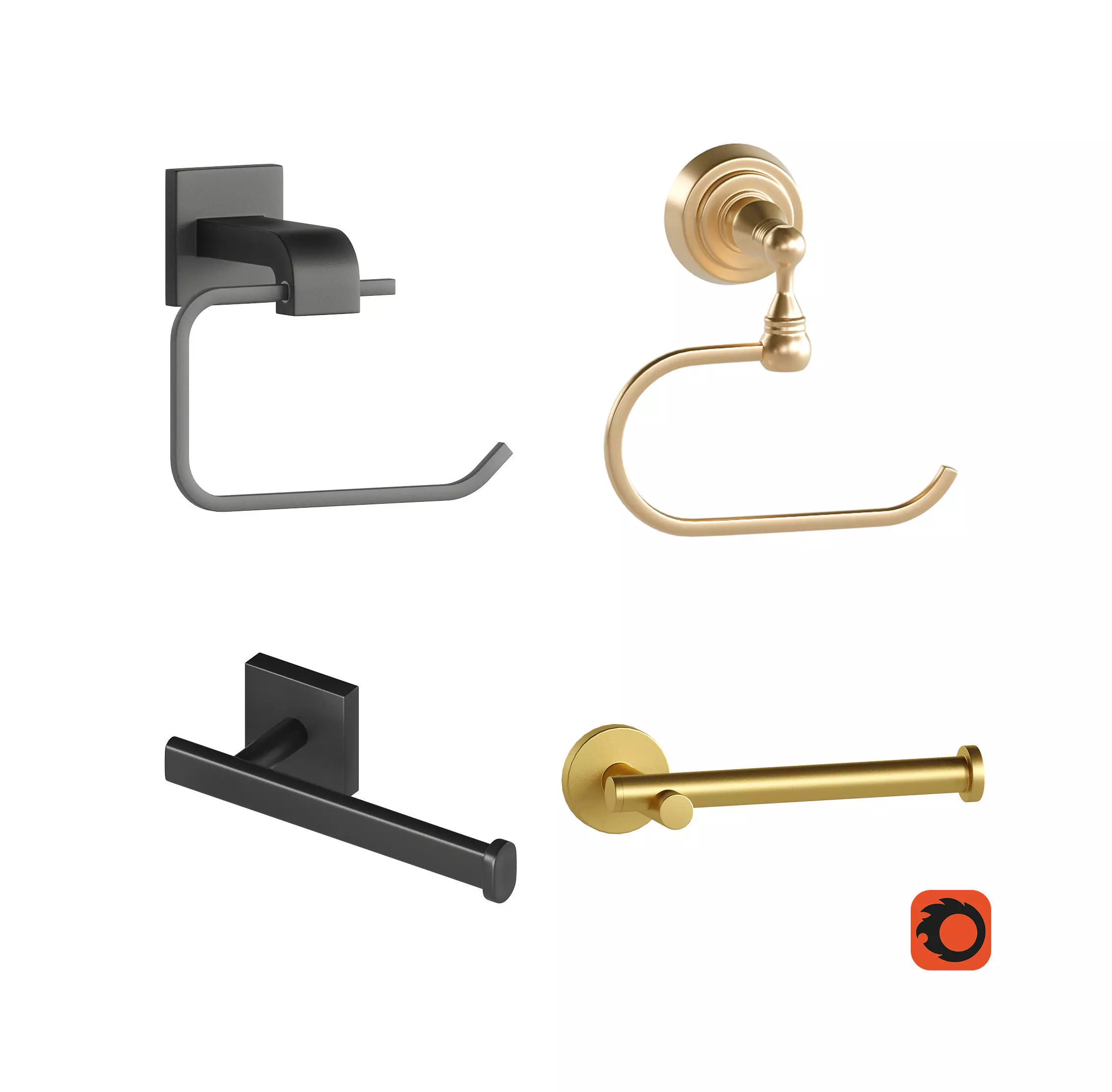 Toilet Paper Holder Pack v2 3D model