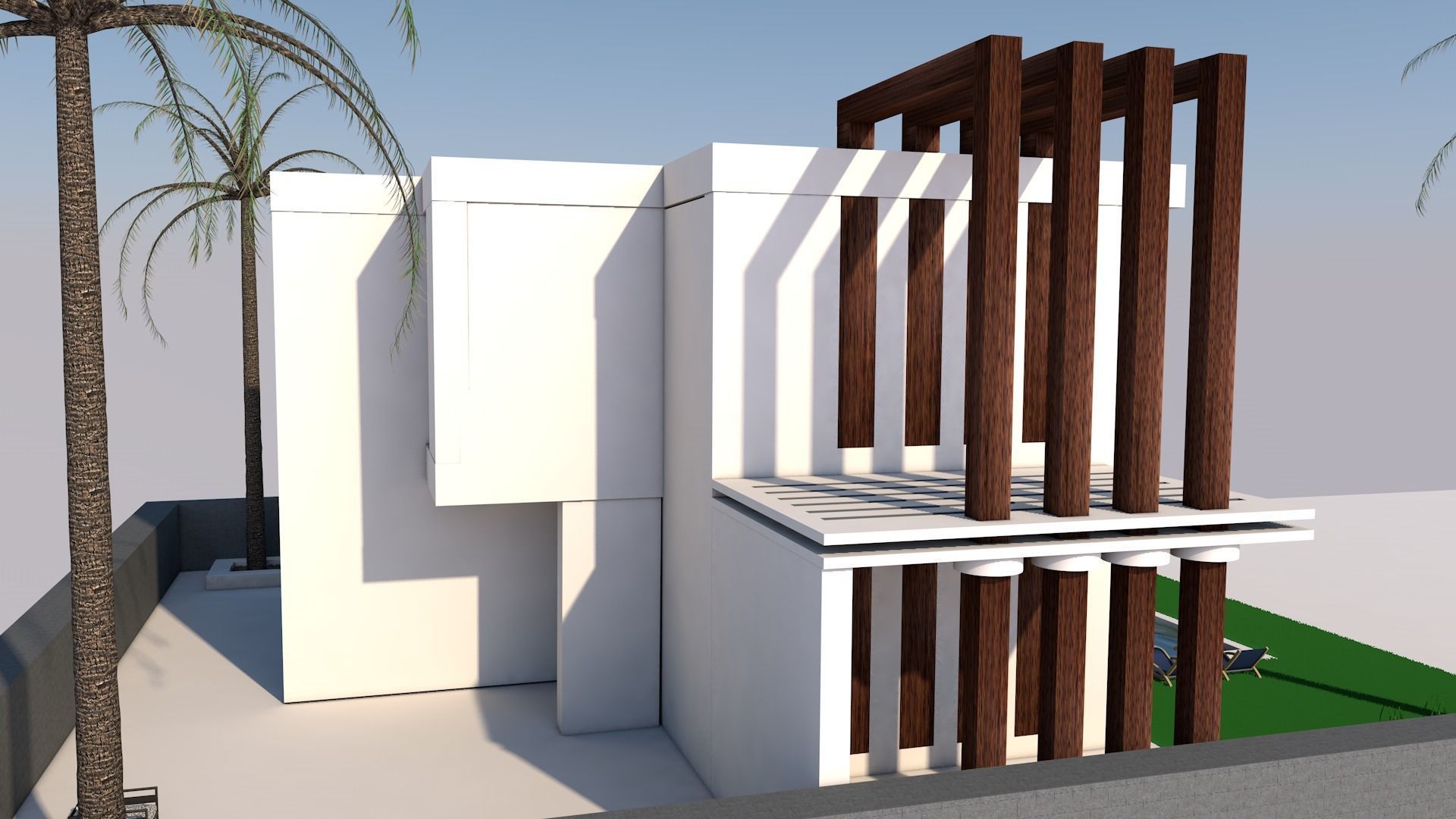 3D model of Modern Villa plus exterior Low-poly 3D model_7