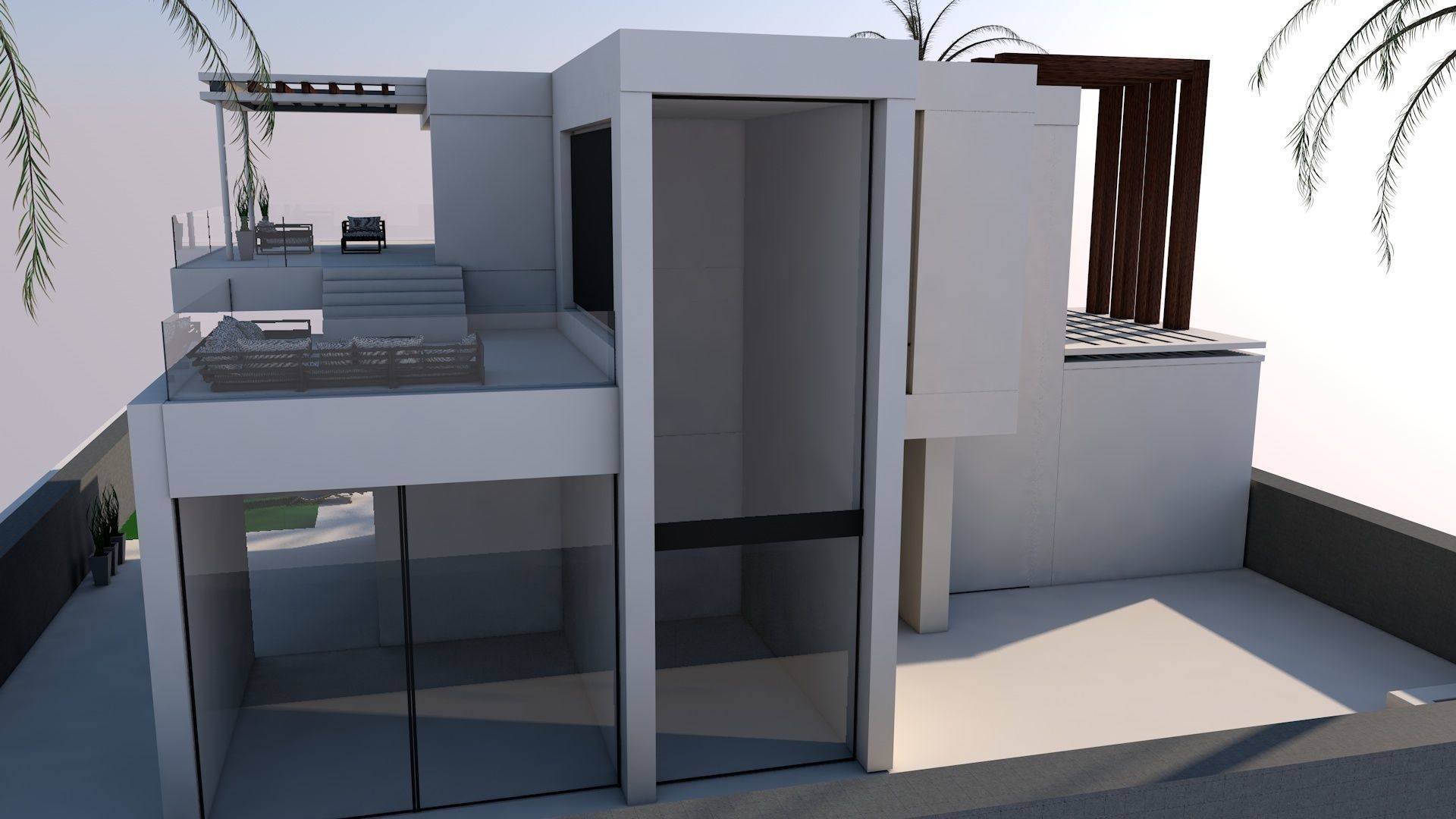 3D model of Modern Villa plus exterior Low-poly 3D model_5