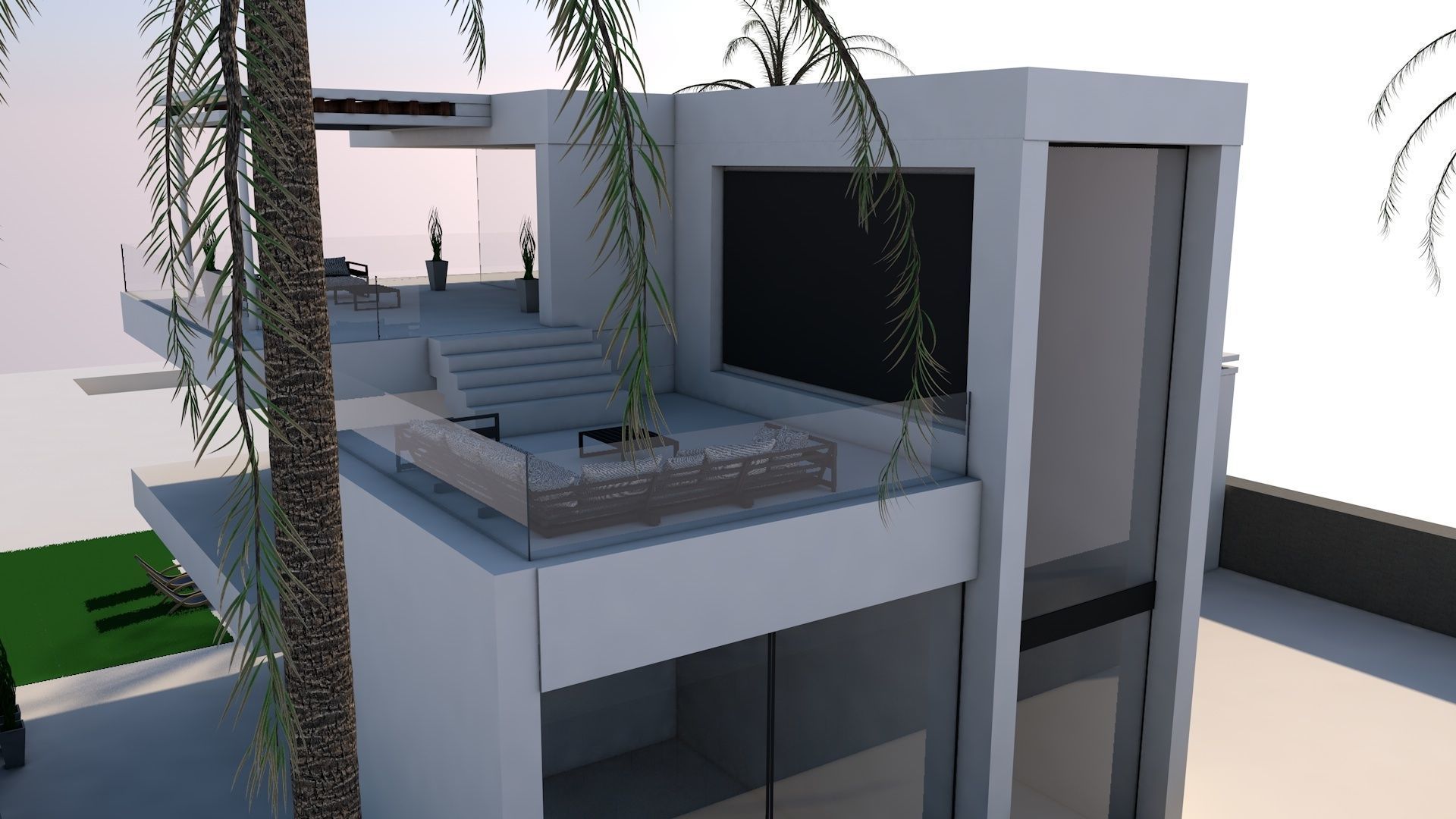 3D model of Modern Villa plus exterior Low-poly 3D model_4