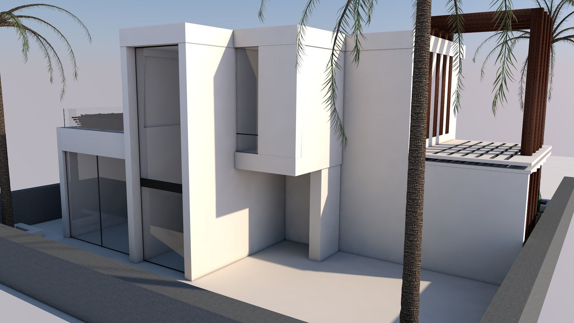 3D model of Modern Villa plus exterior Low-poly 3D model_6
