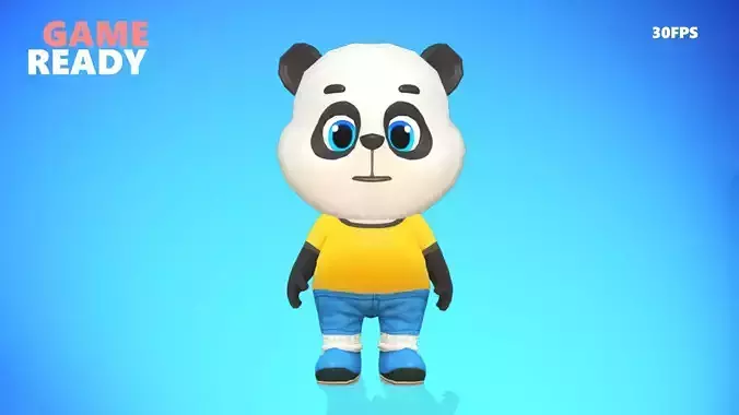 Panda Bear Animated Rigged Low-poly 3D model