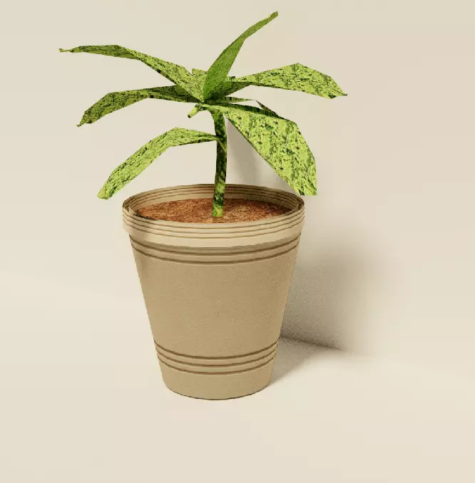 plant and pot low poly Free low-poly 3D model