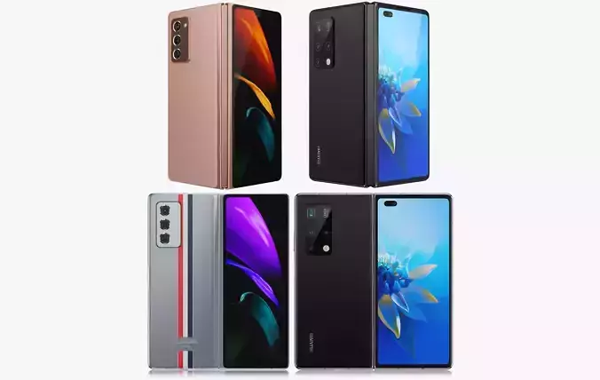 Samsung Galaxy Z Fold and HUAWEI Mate X2 3D model